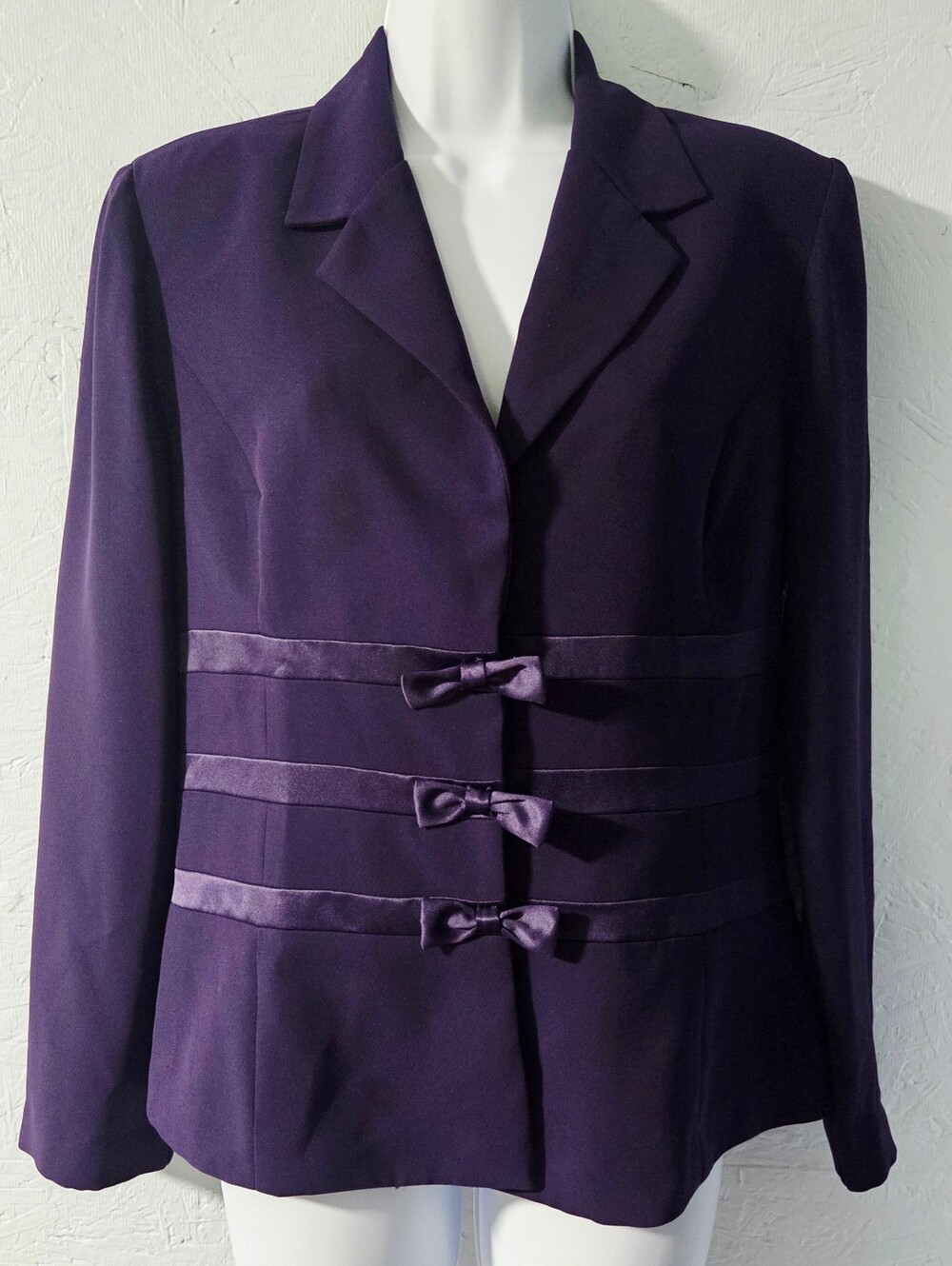 Vintage 90s KS Collection Purple Blazer With Decorative Bows - Size 10